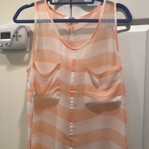Peach striped shear tank